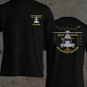 Camisetas masculinas Terceiro Esquadrão de Transporte Aéreo de Helicóptero da Força Aérea Esquadrão AS532 Camiseta de Helicóptero Cougar Helicóptero 100% Algodão Camiseta de Monga Curta Mente J240402