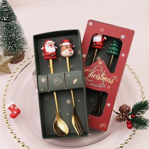 Scolle di caffè Scoon natalizio set di forchette inossidabile in acciaio inossidabile spolsponi decorazione di stoviglie