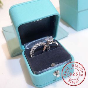 Solitionaire 1ct Diamond Ring Sets Real Sterling Sier Jewelry Curvagement Crings для женщин для женского свадебного аксессуара