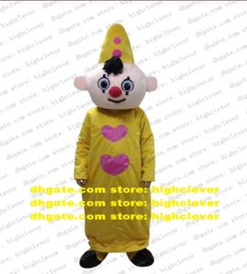 Amarelo Hat Boy Bumba Palhaço Mascote Costume de Cartoon Adulto Desenho Atrair Clientes Álbum de Pintura CX20403975553