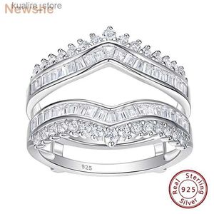 클러스터 반지 Newshe Grand Ring Enhancer for Womens Engagement Ring 925 Sterling Silver Aaaaa CZ 웨딩 밴드 신부 보석 놀라운 선물 L240402