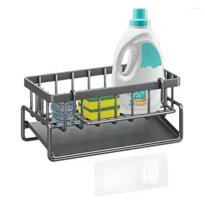 Kitchen Storage Sponge Caddy For Sink Stainless Steel Rack Home Accessories With Drain Tray Detachable Towel Bar