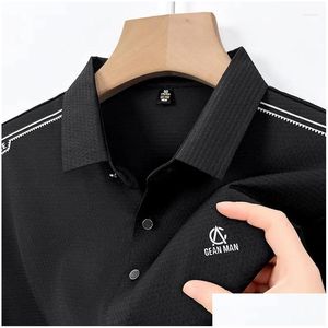 Herren Polos S High-End-Luxus-Shirt 2024 Sommer Revers Stickel auf Kurzarm T-Shirt Britische Trend Mode tragen Drop Lieferung OTFCs OTFCs