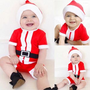 Kläderuppsättningar Born Baby Girl Boy Christmas Costume Santa Claus Hat Romper Kläder kläder för barn för barn