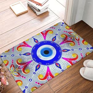 Carpetes Nazar Boncuk Proteção de contas Amuleto Mandala Evil Eye Olhe Não deslizamento Tapete Tapete Banho Tapete Varapete Decorativo Decorativo