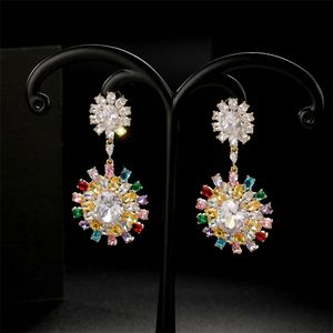 Retro Dangle Earrings S925 Silver Needle Colored Zircon Flower Brand Earrings Europe and America Popular Women's High end Earrings Jewelry Valentine's Day Gift spc