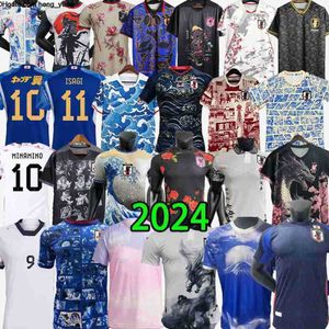 Japão Japão Jerseyes de Cartoon Fãs Jogador Versão Isagi Atom Tsubasa Minamino Hinata Doan Kubo Mitoma 22 23 24 Camisa de futebol uniforme japonesa Dragão chinês