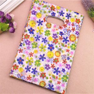 Gift Wrap 2024 Style Wholesale 100pcs/lot 20 30cm Colorful Sunflower Packaging Pouches Plastic Shopping Present Bags