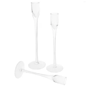 Candle Holders 3Pcs Glass Pillar Wedding Decorative Taper Stand