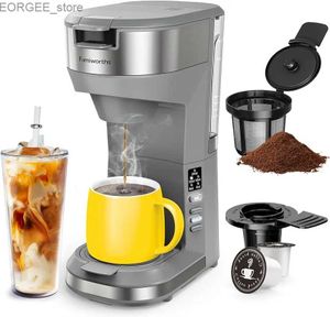 Кофеварки Famiworths Hot and Iced Coffeer для K Cups and Mrank Coffee 4-5 чашек кофеварки и одноразовые пивовары Y240407