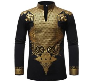 Men039s camisa para vestido tradicional africano rico bazin dashiki manga longa colarinho de colarinho africano masculino adulto blusa pano4392231