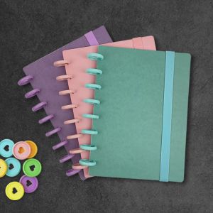 Notebooks DIY A5 Mushroom Hole Hand Account Book Accessories Looseleaf Notebook Cover Assemble with Binding Discs Elastic Strap