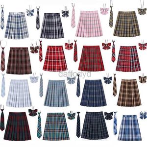 Urban Sexy Dresses Women Plaid Pleat Skirt With Necktie Bowtie XS- 5XL Harajuku Preppy Mini Japanese School Uniforms Girls Summer Jupe Kawaii Skirt 240403