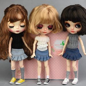 Tasarım Moda Giysileri Kıyafet Üstleri kazak ve kot etek elbisesi Blyth Azone Licca 16 Dolls 240315 için uygun