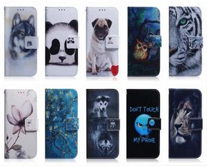 Кожаные чехлы-кошельки для Samsung A53 A73 M52 5G A03 Core 166 A13 A33 Note 20 Ultra LG Stylo 7 Aminal Flower Lion Panda Dog Wolf Ti5645955