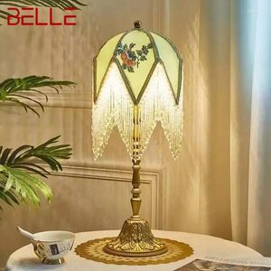 Table Lamps BELLE French Lamp American Retro Living Room Bedroom Villa European Pastoral Creative Tassels Desk Light