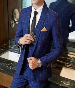Suibel ślubny Mężczyźni Slim Fit Suit 3PC Zestaw Męski Prabia Pracy Pole Man Man Formal Business Work Wear Sukiet Suits Asian Size x09095989742