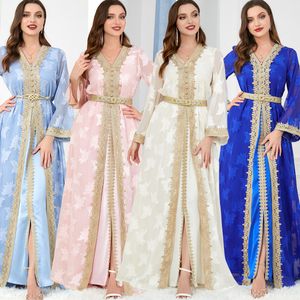 3213 Ближневосточная арабская одежда Abaya Женская v-образованная с длинными рукавами европейские и американские платья с двумя частями