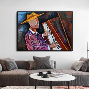 Abstract Jazz Man Jazz Street Trumpet Blues Guitarist Saxophone Poster Canvas Painting Print for Living Room Music Home Decor