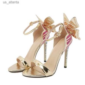 Отсуть обувь Liyke Summer Fashion Dimensional Designer Sandals Women Sexy Open Toe Gold High Heels Свадебные банкетные сандалии H24040301