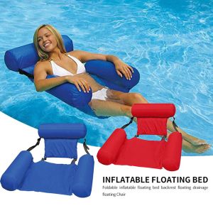 1pc Yüzen Havuz Su Hammock Float Lounger Yüzen Şişirilebilir Havuz Yatak Net Kapak