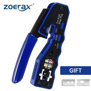 Zoerax RJ45 Инструмент Crump проходит через Crimper Cutter для Cat6a Cat6 Cat5 Cat5e 8p8c Модульный разъем Ethernet Tool