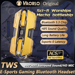 ヘッドフォンMecha WarshipsゲームヘッドセットBluetooth 5.3 HIFIステレオワイヤレスヘッドフォンイヤホンHDマイクスポーツノイズリダクションイヤホン