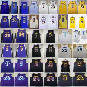 James 23 Basketball Austin Reaves Jersey 15 Man Dangelo Russell 1 City zarobił czarny fioletowy żółty biały niebieski oświadczenie ikona koszula