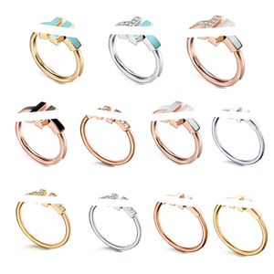 Anelli per matrimoni per donne designer di lusso gioielli doppia lettera t moda classica gioielli cz argento oro rosa regalo madre con borse originali all'ingrosso