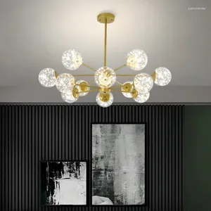 Chandeliers Modern Living Room LED Chandelier Glass Ball Lamp Magic Bean E27 Ceiling Dining Bedroom Lighting Fixtures