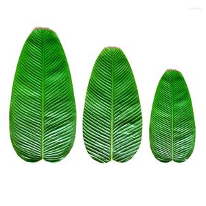 Dekorativa blommor Vattentäta konstgjorda tropiska gröna växter Banana Leaf Lotus Home Garden Party Wedding Decoration Table Mat Fruits