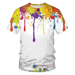 新しいメンズファッショナブルなカジュアルグラフィティスタイル3Dデジタルプリント夏の通気性ストレートチューブ付き半袖Tシャツ