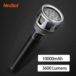 Kontroll Nextool Flashlight 3600lm 450m IPX7 Vattentät 10000mAh USB -uppladdningsbar Sakande fackla LED -nödljus för utomhuscamping