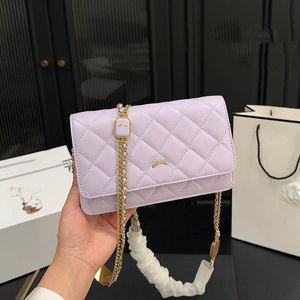 Trend kvinnor woc axelväska 19 cm mini klaff mynt handväska läder matelasse kedja lyx kväll koppling guld hårdvara crossbody korthållare fåfänga fall handväska borsa