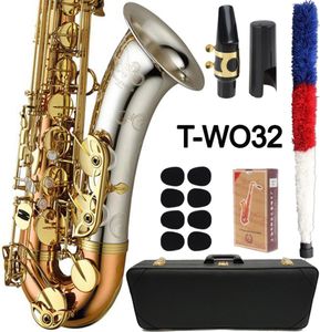 MFC Tenor Saxophone Two32 Silvering Gold Lacquer Keys Sax Tenor Mynstycke Reeds Neck Musical Instrument Accessories3997800