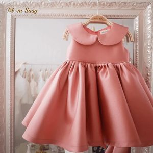 Fashion Girl Princess Vintage Dress Tulle Child Vestido Puff Sleeve Pink Wedding Party Birthday Tutu kläder 110Y 240329