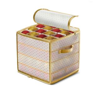 Present Wrap Ornament Storage Box Store upp till ornament Hållbar julbehållare Dual dragkedja Justerbar stor arrangör