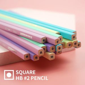 Pencils Square Shaped Pastel Seriese Woodfree HB No.2 Pencil for School and Office Made of Plastic Eco Friendly