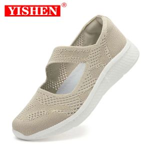 ポンプYishen Womens Shoes Mary Jane Slip on Breathable Walking Shoes軽量居心地の良いカジュアルシューズ高齢者スニーカーZapatos de Mujer