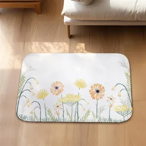 Carpets Simple Flower Animal Print Pattern Floor Mat Bathroom Ground Slip Door Bath Pad Rug Living Room Kitchen Carpet 40cmx60cm