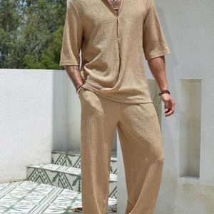 2024 New Men's Commuter Set Casual Shirt Short Sleeved Long Pants for Men Going Out