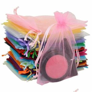 Torebki biżuterii, torby sheer organza tkanina Prezenty prezenty Wrap Bag Mały Dstring Bk torebki