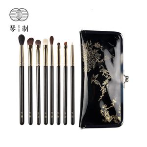 Qinzhi professionell handgefertigtes Make -up Pinsel Kit Lidschatten Mischung Augenbrauen weiche Ziegenpferd Haar Make -up Pinsel Set 240403