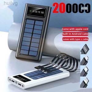 Cell Phone Power Banks New Solar Power Bank 200000mAh Solar Battery Large Capacity Two-way Fast Charging Built-in Cable Power Bank External Battery 2443