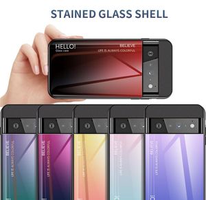 Slim Thin Gradient Color Tempered Glass Telefonfodral för Google Pixel 6 Pro 6A 5A 5 XL 4A 4 XL 3A 3XL 2 X L Soft Edge Conque8561242