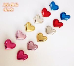 Love Heart Design Shinning PU Hair Clips 30pcslot Synthetic Leather NABY BASCHE BASCHETS Felf Kids Gioielli Hairpins6922001