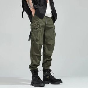 Army Green American Street Retro Stretch Overalls MenS Autumn Loose Straight Trendy Casual Pants Mens Wide-Leg Tight Pants 240321
