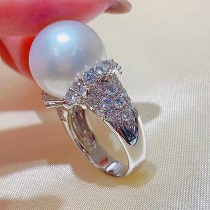 2st bröllopsringar Huitan Sweet Imitation Pearl Rings Women Engagement Wedding Party Luxury Fashion Finger Finger Accessories Eternity Jewelry 2022