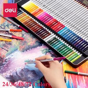 Bleistifte Deli 24/36/48/72 Farbstifte Set Aquarell Zeichnung Wasser lösliche farbige Stifte farbige Stifte für Kinder Malvorlagen Bücher
