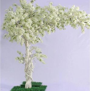 Dekoratif Çiçekler Yapay Kiraz Çiçeği Ağaçları Beyaz Ağaç Bitki Büyük Sahte Vines Kapalı Açık Ev Ofis Partisi Düğün
